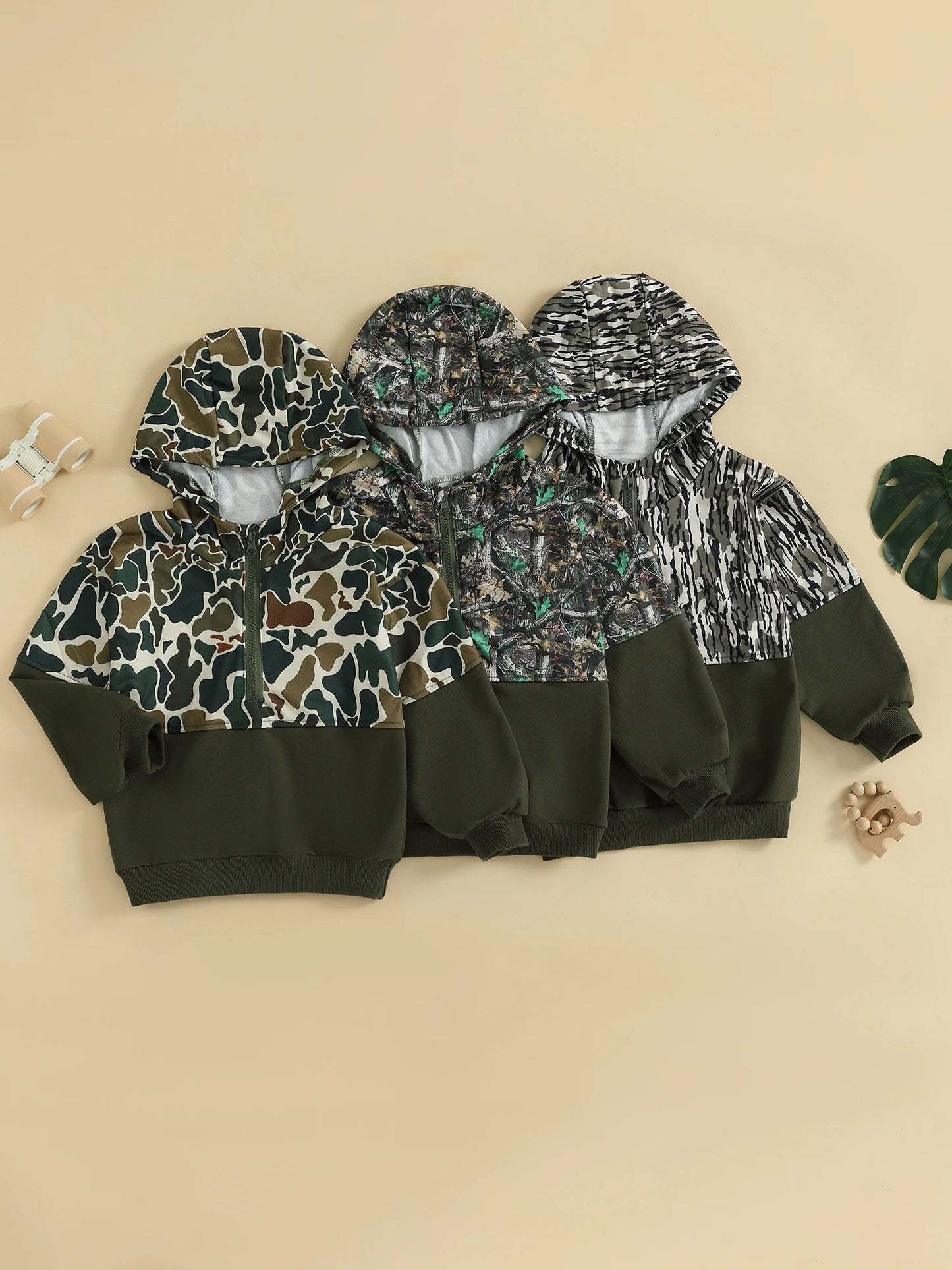 Children s Camouflage Print Half Zip-up Long Sleeve Hooded Sweatshirt Casual Toddler Pullover Jacket Coat Warm Outwear Tops for