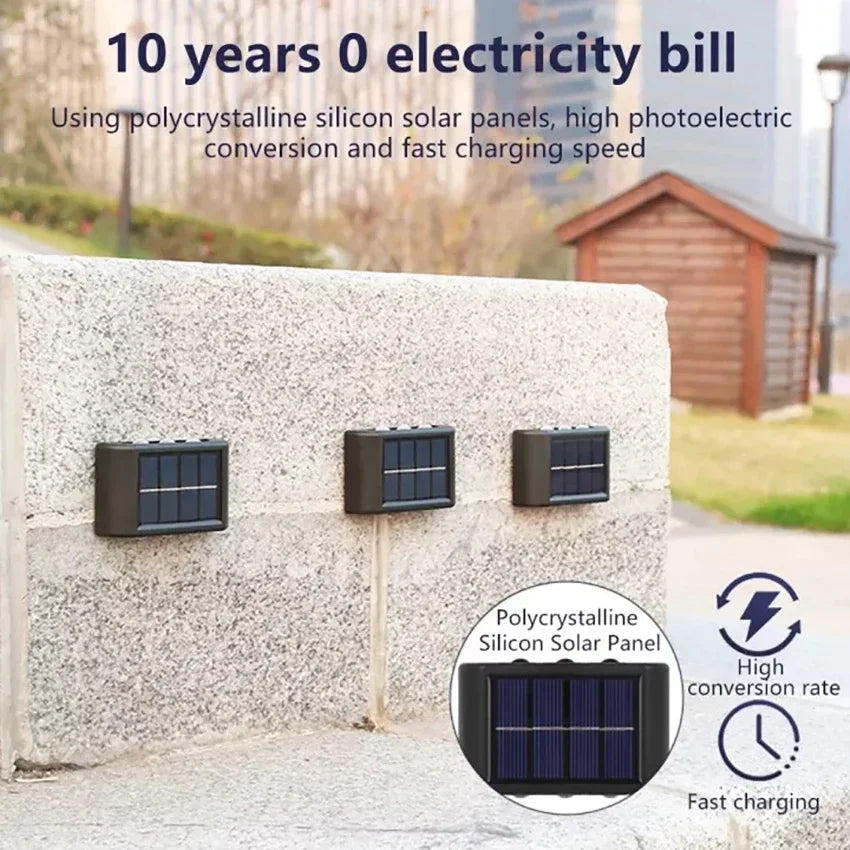Solar LED Light, Outdoor Waterproof Wall Lamp, Dusk to Dawn Fence Up And Down Luminous Lighting  for Summer Garden Yard Porch
