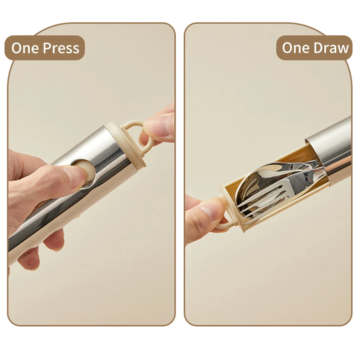 304 Stainless Steel Fork Spoon And Chopsticks Set Pull-out Camping Tableware Set Portable Cutlery Set With Storage Case