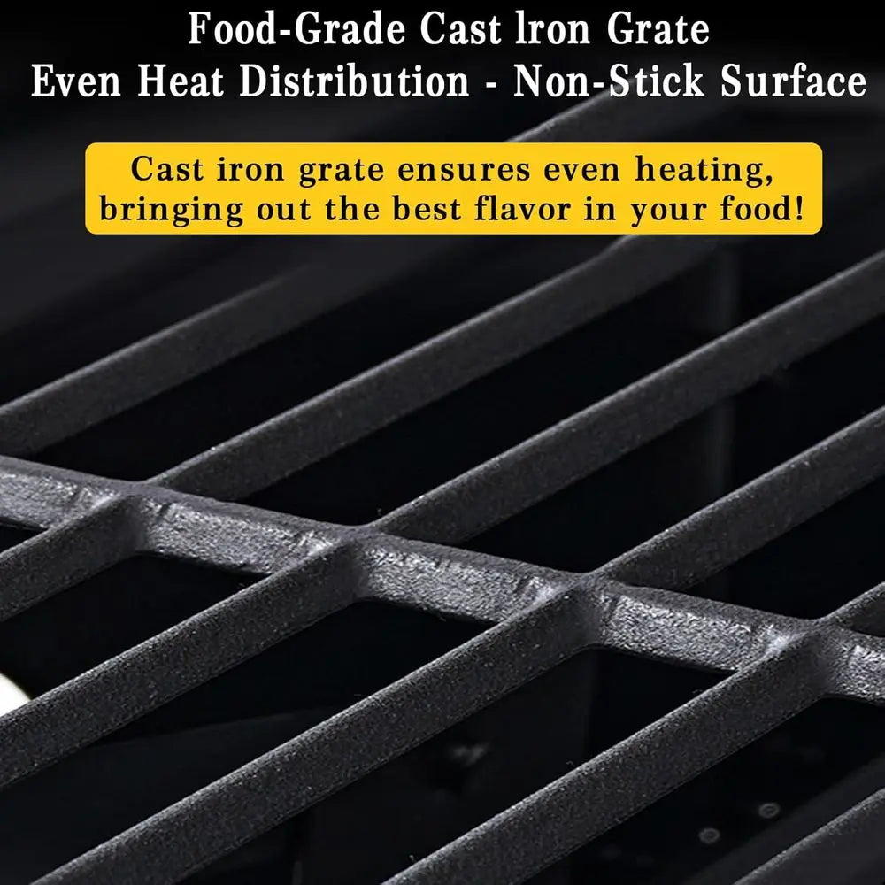 Premium Charcoal BBQ Grill with Lighted Tray, Insulated Hood, and Temperature Gauge for Outdoor Kitchens and Camping
