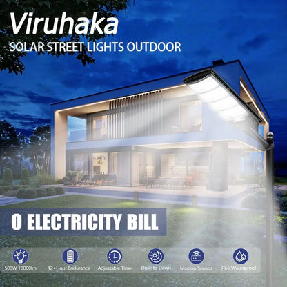 Solar Outdoor Lights,448LEDs Street Lights with 20000LM Hight Brightness, IP66 Waterproof Security Flood Light, Dusk to Dawn Sol