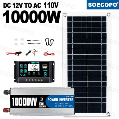 10000W Solar System Complete Kit 12V To 110V 100A Controller 200W Panel Off-Grid Inverter System Home/Camping