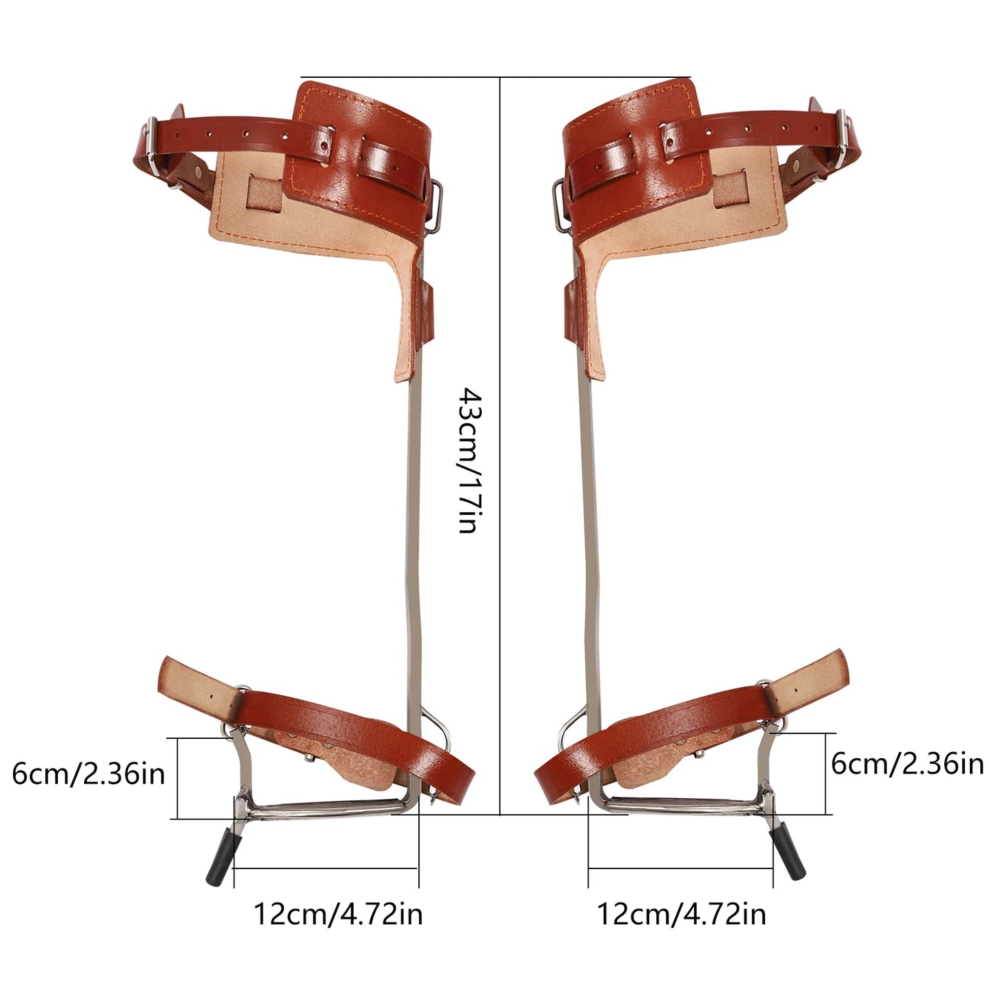 Dual-Hook Ascender Tool Stainless Steel Climbing Gear with Leather Hand Guard for Arborist Work and Fruit Picking