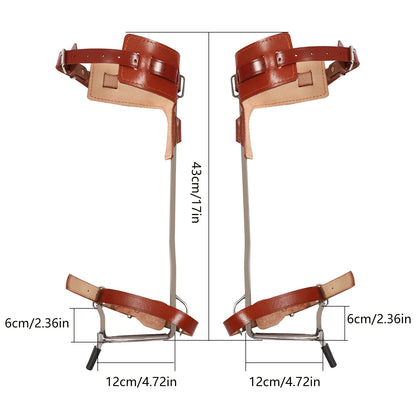 Dual-Hook Ascender Tool Stainless Steel Climbing Gear with Leather Hand Guard for Arborist Work and Fruit Picking
