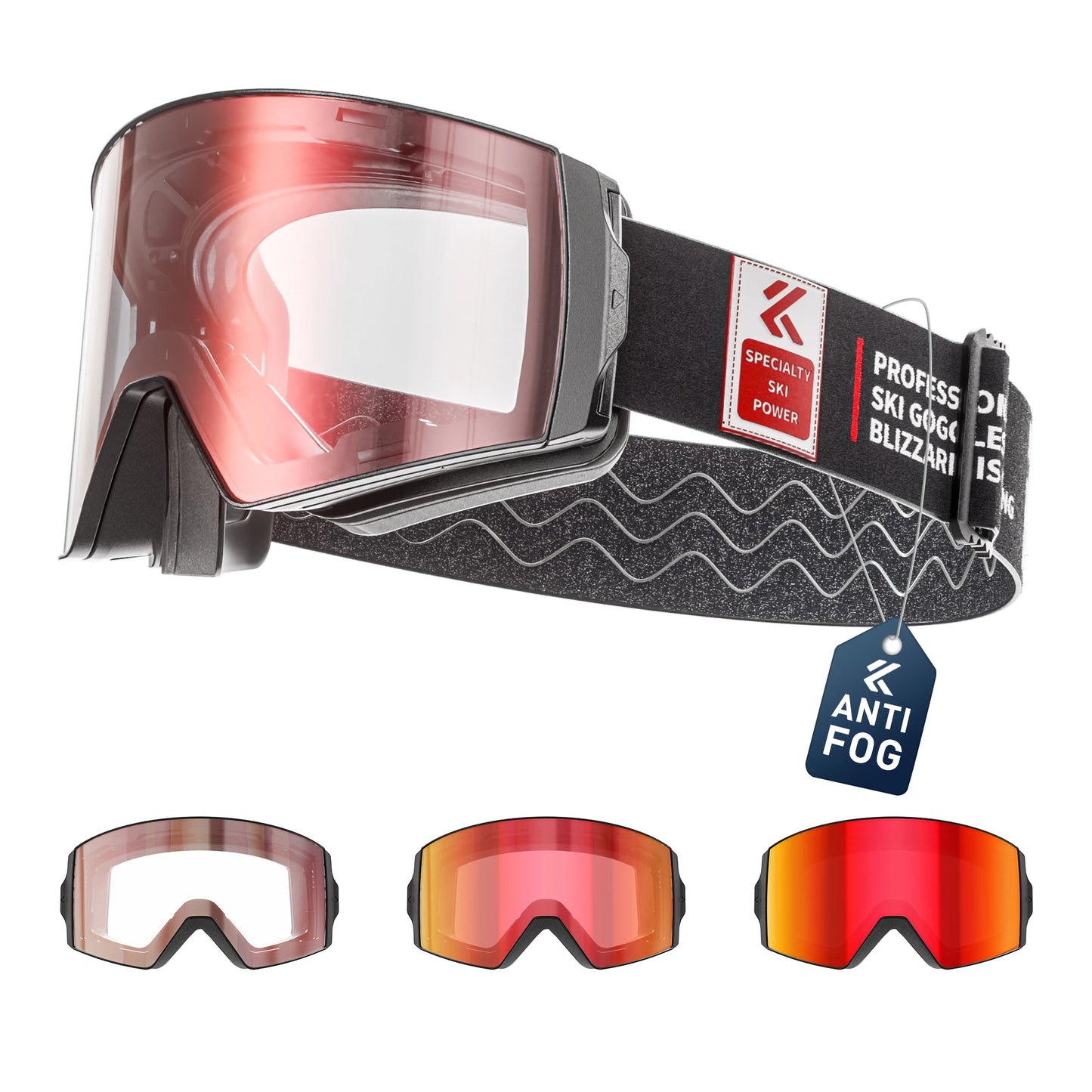 KAPVOE Outdoor Photochromic Ski Goggles Winter Snow Sports for Unisex Snow Glasses UV400 Anti-fog Magnetic Snowboard Glasses