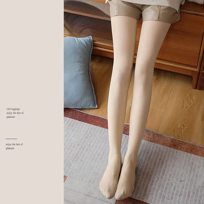Skin Color Nudity Nude Bottoming Pants Plus Velvet Bare Leg Artifact Winter Pantyhose Thermal Pantyhose Women Stockings