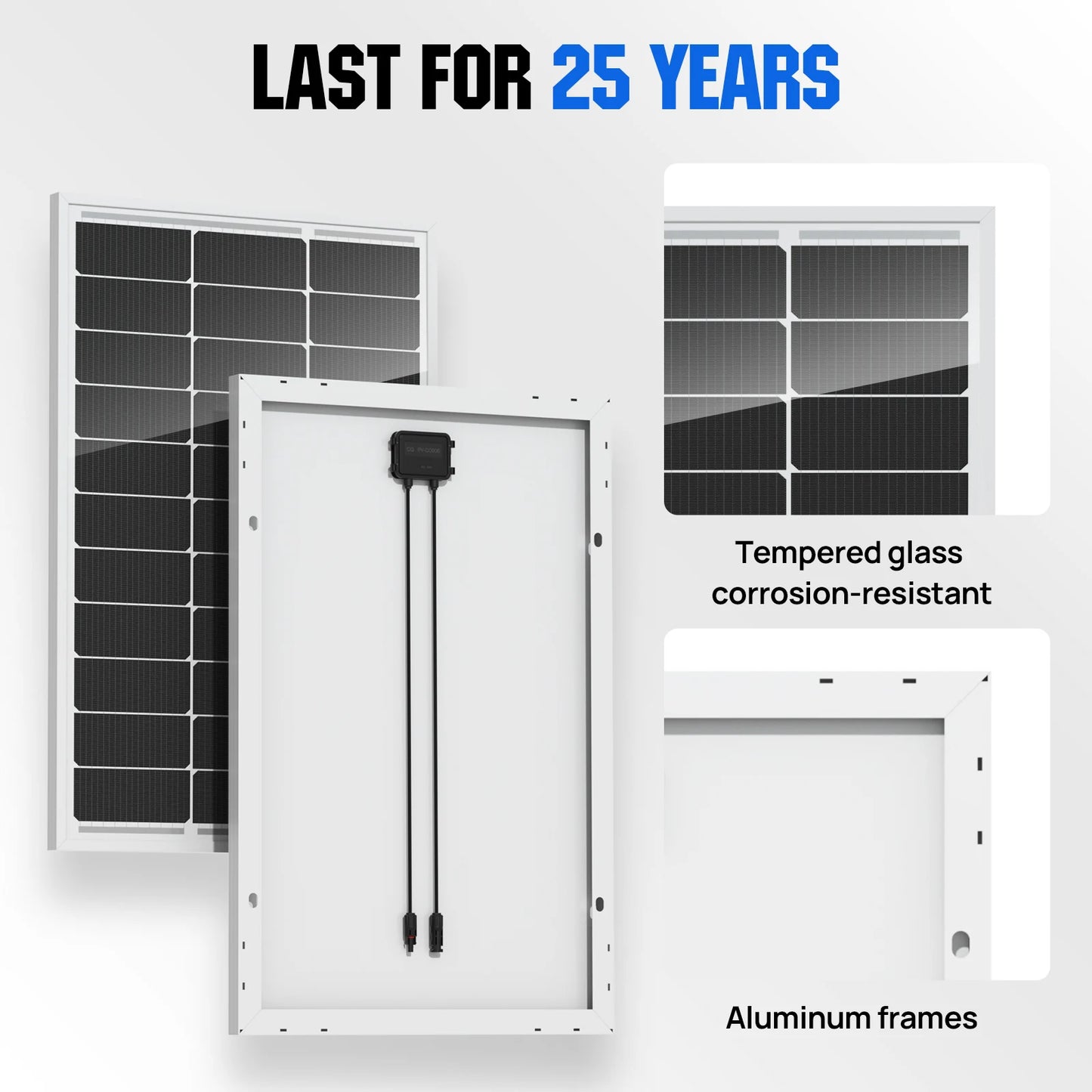 ECO-WORTHY 100 Watt Solar Panel 18 Volt Monocrystalline Solar Panel High Efficiency