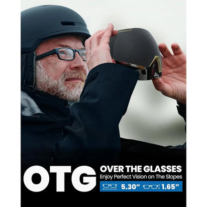 Heron Ski Goggles with 2 Magnetic HD Toric Lenses, OTG Compatible, Interchangeable Lens Design