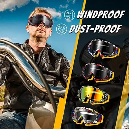 Tallew 4 Pairs Motocross Goggles ATV Dirt Bike Ski Racing Riding Gear
