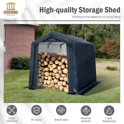 Heavy Duty 6x10ft Motorcycle Storage Shed Small Carport Outdoor Anti-Snow Portable Canopy Shelter with 2 Doors Customized