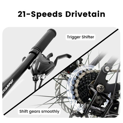 27.5 Inch Full Suspension Mountain Bike, Front and Rear Dual Shock Absorbers 21-Speed, Ideal for Travel and Fitness Enthusiasts