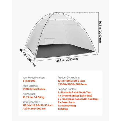 SucceBuy Portable Paint Booth Tent Painting Tent Station Spray Shelter w Built-in Floor Large Space Oxford Spray Painting Tents