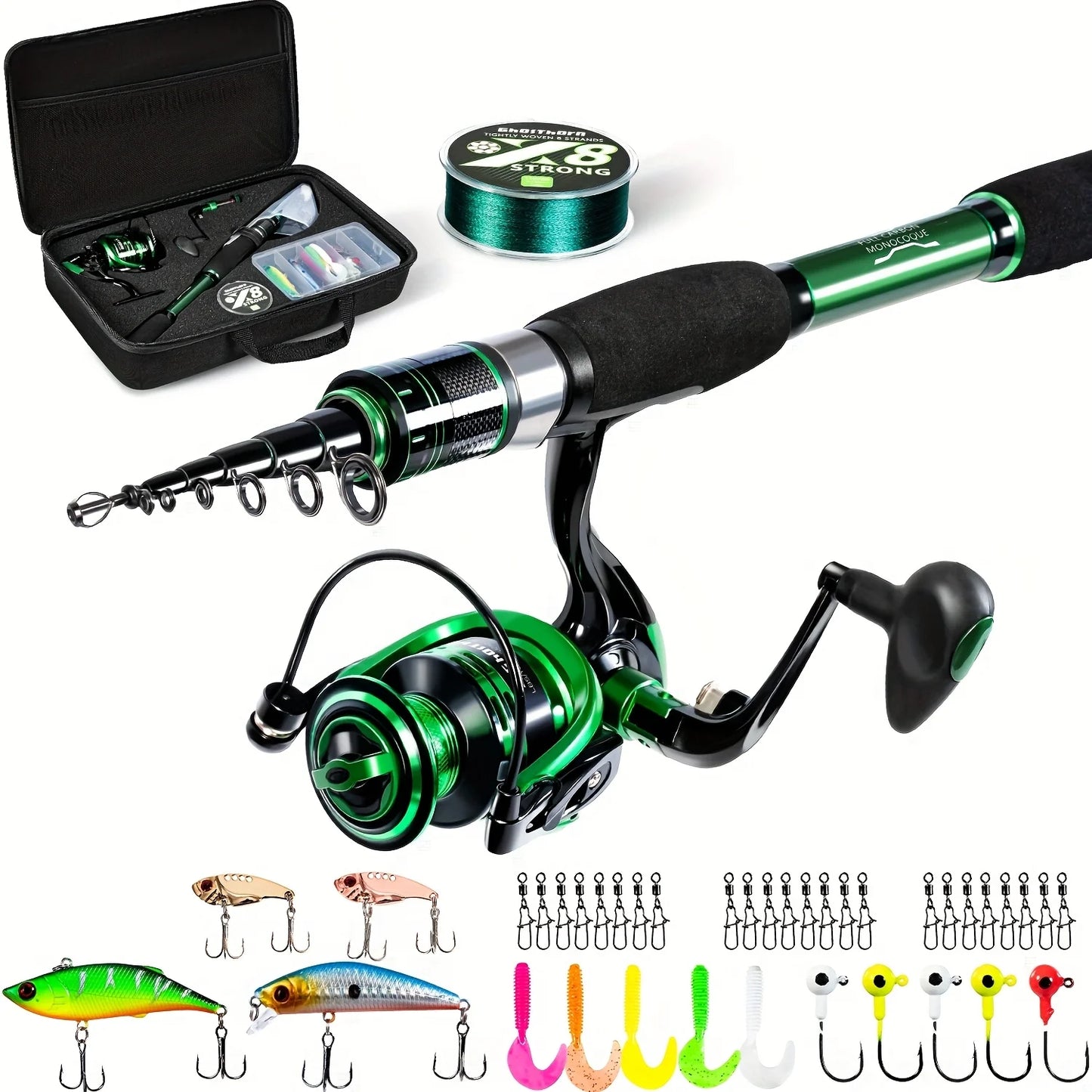 Telescoping Fishing Pole Travel Kit with Carrier Bag  for Men