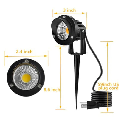 120V LED Landscape Lights 10W 120V Outdoor Landscape Lighting with Ground Spike 3000K Warm White IP65 Waterproof Outdoor Spotli