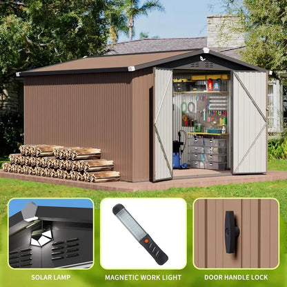 10x12 Outdoor Metal Storage Shed with Large Capacity and Lockable Waterproof Door