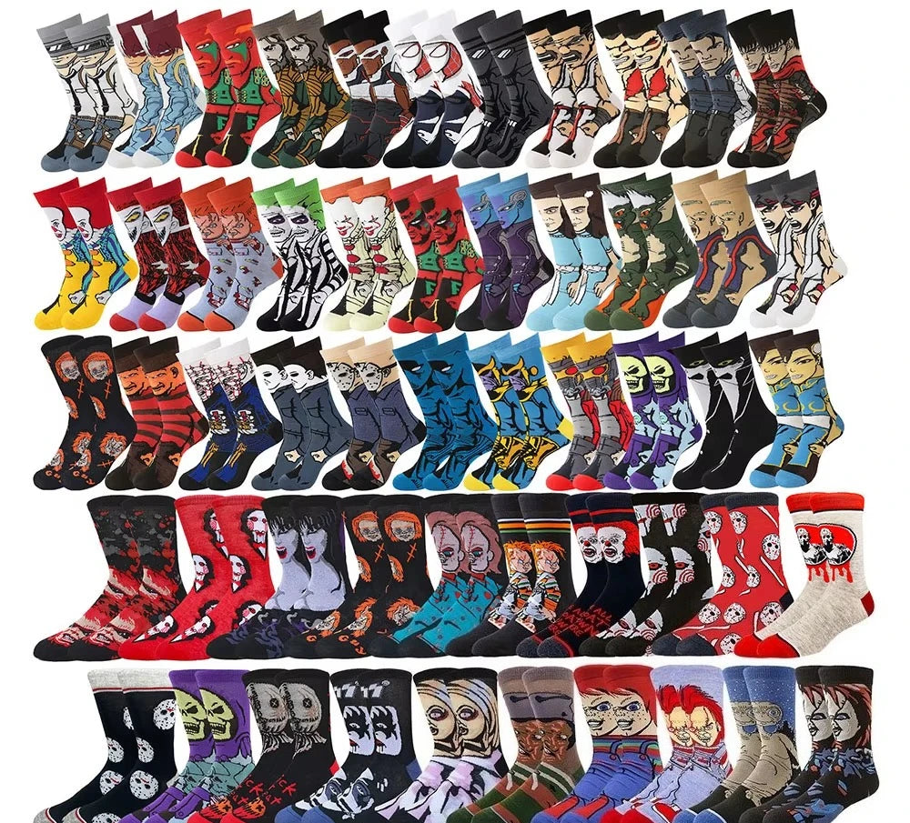 10/20 Pairs random color Men Women Cartoon Anime Socks Christmas Halloween Novelty Funny Socks
