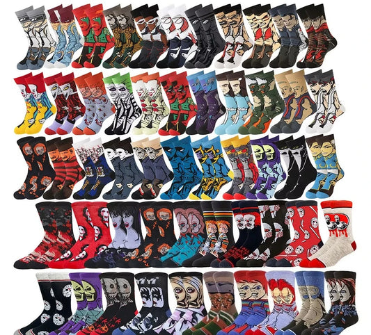 10/20 Pairs random color Men Women Cartoon Anime Socks Christmas Halloween Novelty Funny Socks
