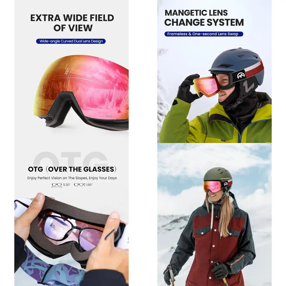Ultra Ski Goggles with Anti-Fog and Wide View, Interchangeable Lens Design