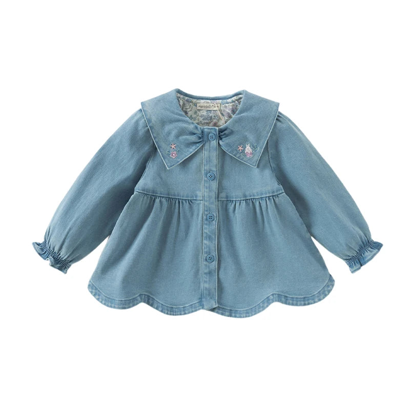 Dave Bella Spring Denim Jacket for Girls Long Sleeve Autumn Bloust Coat Children Casual Outdoor Cloak Coat DB3241442
