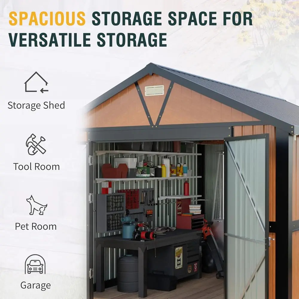 Extra Large 10x12 Outdoor Metal Shed with Lockable Door, 2 Windows, Ideal for Garden, Backyard, Utility, and Tool Storage