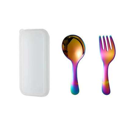 2-piece Mini Portable Spoon and Fork Cutlery Set Stainless Steel Outdoor Camping Lunch Hiking Cooking Utensils