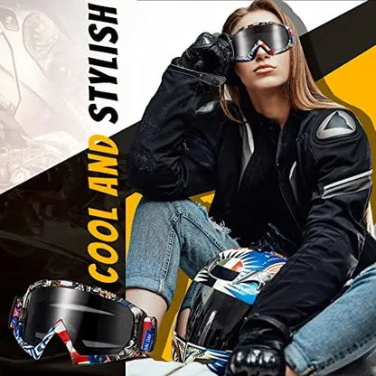 Tallew 4 Pairs Motocross Goggles ATV Dirt Bike Ski Racing Riding Gear