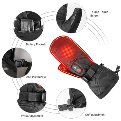 Savior Heat Heated Gloves Ski Mittens Fingers Waterproof Windproof Battery Heated Mitten Gloves Mens Womens Heated Keeping Warm