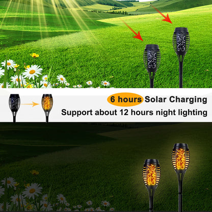 4/6/8/12Pcs Solar Flame Torch Light LED Flickering Outdoor Decoration Powered For Lawn Path Yard Patio Floor Night Lamp