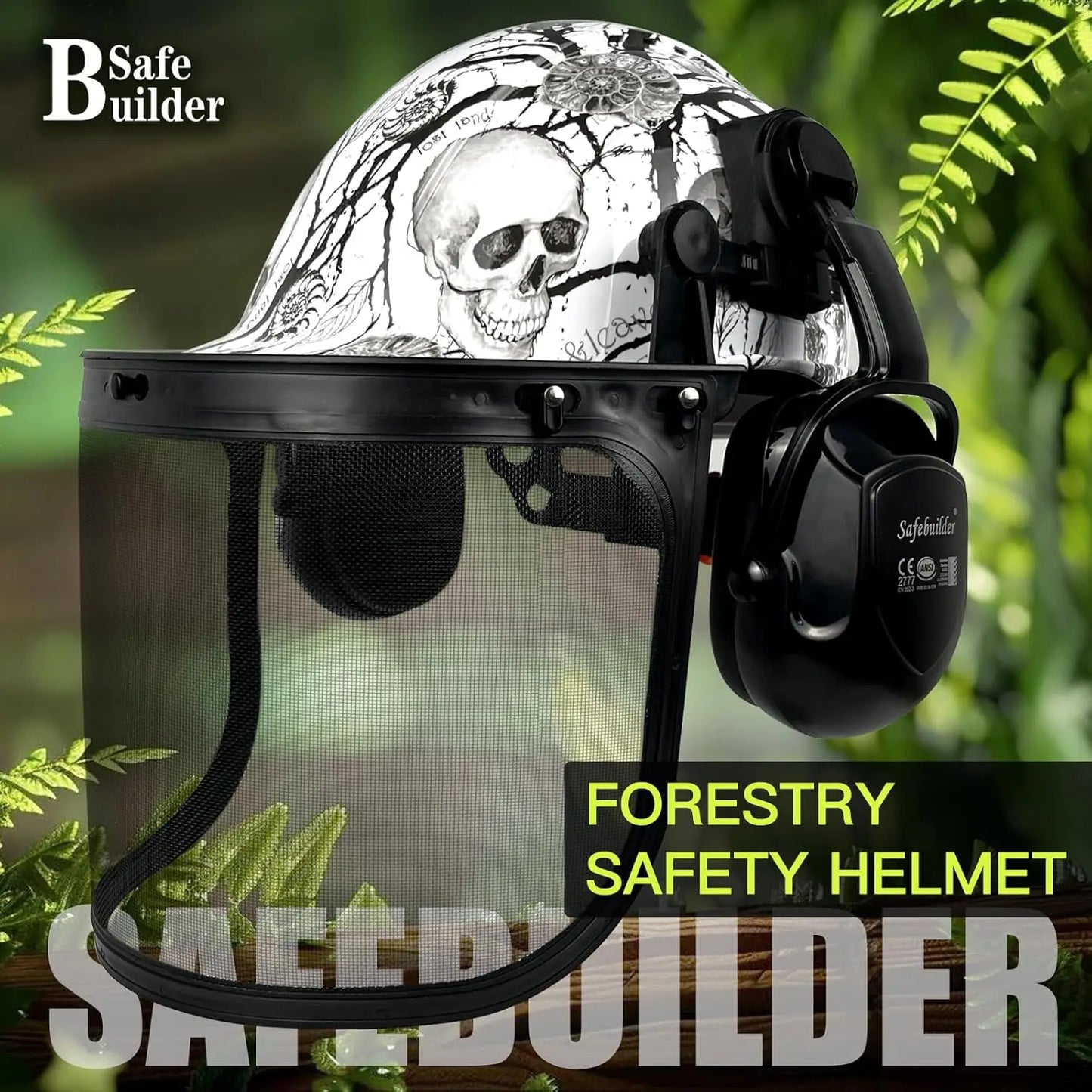 3-in-1 Forestry Safety Helmet with Face Shield, Ear Muffs & Hearing Protection - ANSI Z89.1 OSHA Certified Hard Hat