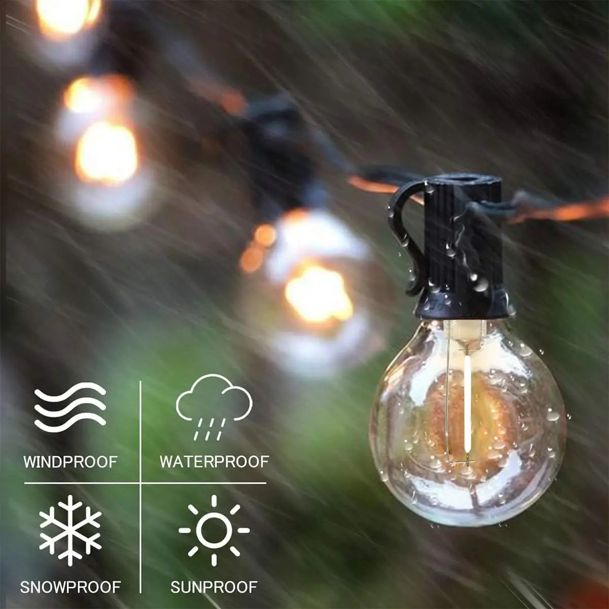 97FT Outdoor LED String Lights with 49 Shatterproof Bulbs, Waterproof for Backyard, Porch, Party, Camping