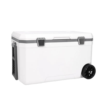 70L Outdoor Camping Vehicle Insulated Box with Handle Portable Car Wheel Insulator Plastic Cooler Box for Beach Beverage Camping
