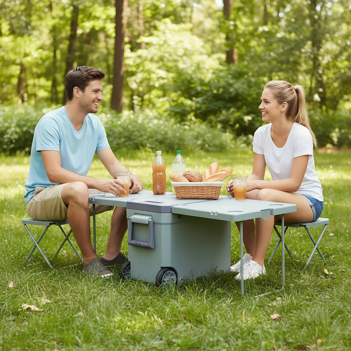 36 Quart Cooler with Wheels Holds Ice Up To 24h Ice Chests Portable Camping Cooler Leak-Proof for Tailgating Parties Picnics