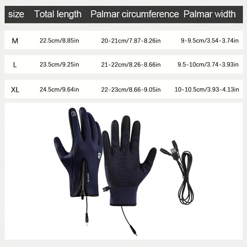 Rechargeable Heated Gloves Rechargeable Hand Warming Gloves Non-Slip Winter Gloves With Zipper Design Ice Fishing Gear For Men