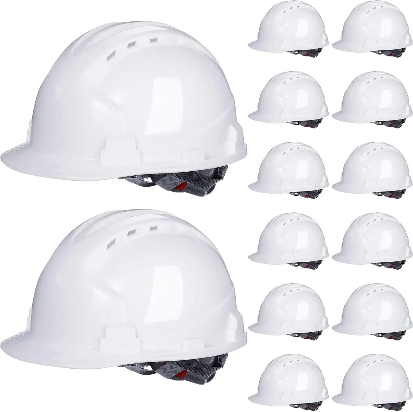 14-Piece Bulk Safety Helmets, ABS Construction with Adjustable Ratchet, Vents & Cotton Brow Pad for Men's Work Head Protection