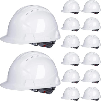 14-Piece Bulk Safety Helmets, ABS Construction with Adjustable Ratchet, Vents & Cotton Brow Pad for Men's Work Head Protection