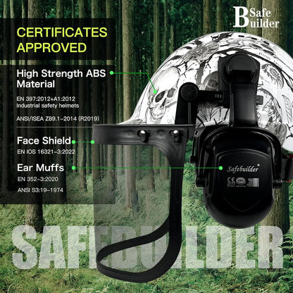 3-in-1 Forestry Safety Helmet with Face Shield, Ear Muffs & Hearing Protection - ANSI Z89.1 OSHA Certified Hard Hat