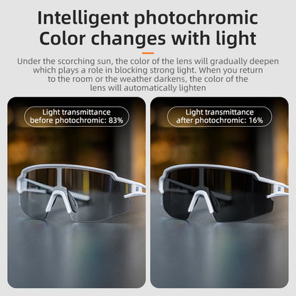 ROCKBROS Cycling Glasses Photochromic Polarized Lens Bike Glasses UV400 Protection Eyewear Sunglasses MTB Road Bicycle Goggles