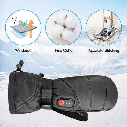 Savior Heat Heated Gloves Ski Mittens Fingers Waterproof Windproof Battery Heated Mitten Gloves Mens Womens Heated Keeping Warm