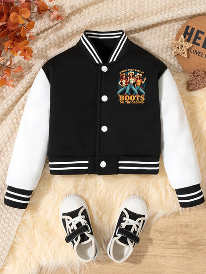 1PCS Autumn Winter Tween Girls Clothes  Cowboy Girls Double Sided Print Short Cropped School Style Girl Baseball Jacket For Kids