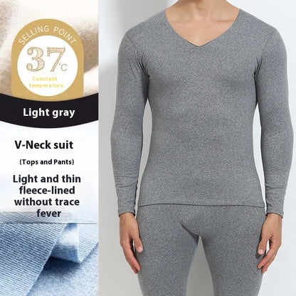 Men Traceless Thermal Underwear Autumn Clothes Autumn Pants Set Thin Couple Slimming Heating Bottom Underwear Solid Comfortable