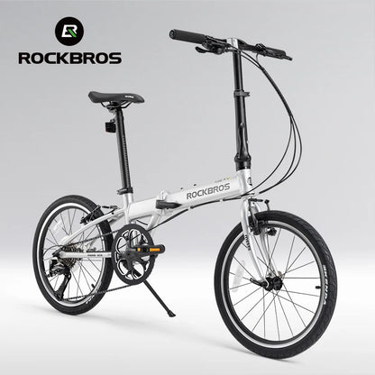 ROCKBROS MBS 20 inch Folding Bike with Shimano RD 8 speed Rear Derailleur Aluminium Alloy V Brake Bicycle Adult Folding Bike