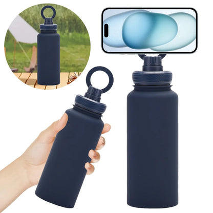 For MagSafe 1000ML Insulated Bottle Water Bottle with Rotating Phone Holder Thermal Water Cup Vacuum Cup for Outdoor Sports