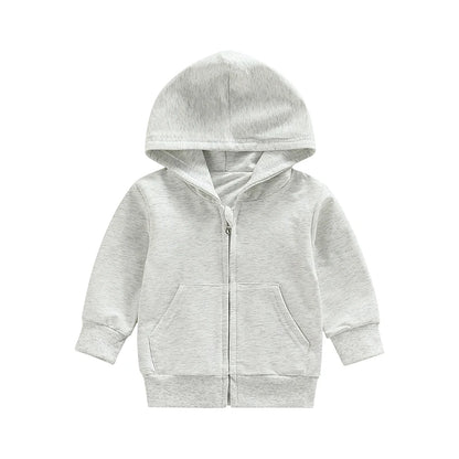 Children s Winter Warm Hooded Jacket Stylish Solid Color Zipper Coat with Long Sleeves for Boys and Girls Casual Loose Fit