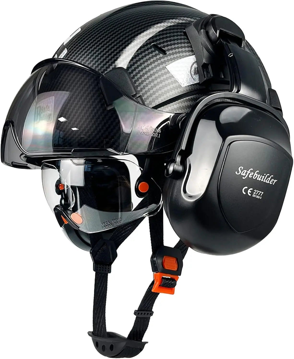 ANSI Z89.1 Approved Safety Helmet with Goggles and Ear Muffs for Industrial Construction Head Protection