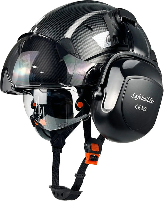 ANSI Z89.1 Approved Safety Helmet with Goggles and Ear Muffs for Industrial Construction Head Protection