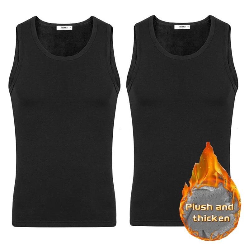 2pcs Men Thermal Underwear Man Sleeveless Vest Autumn WinterThermo Lingerie Men's Warm Top Thickening Thermo Vest Undershirt