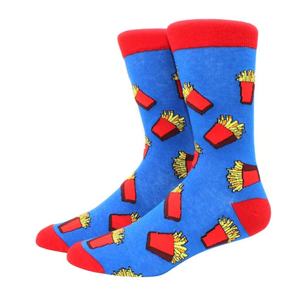 High Quality Combed Cotton Socks food Pattern Long Tube Funny Happy Men Socks Novelty Skateboard Crew Casual Crazy Socks