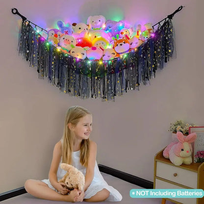 LED Lighted Toy Hammock Organizer for Stuffed Animals, Nursery Décor & Kids' Bedroom