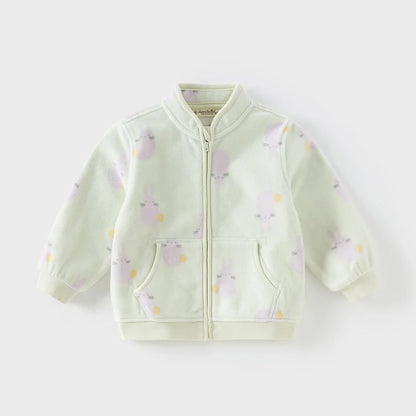 Dave Bella Long Sleeve Polar Fleece Coat for Gilrs Boys Cute Printed Spring Autumn Coat Children Casual Warm Clothes DB396