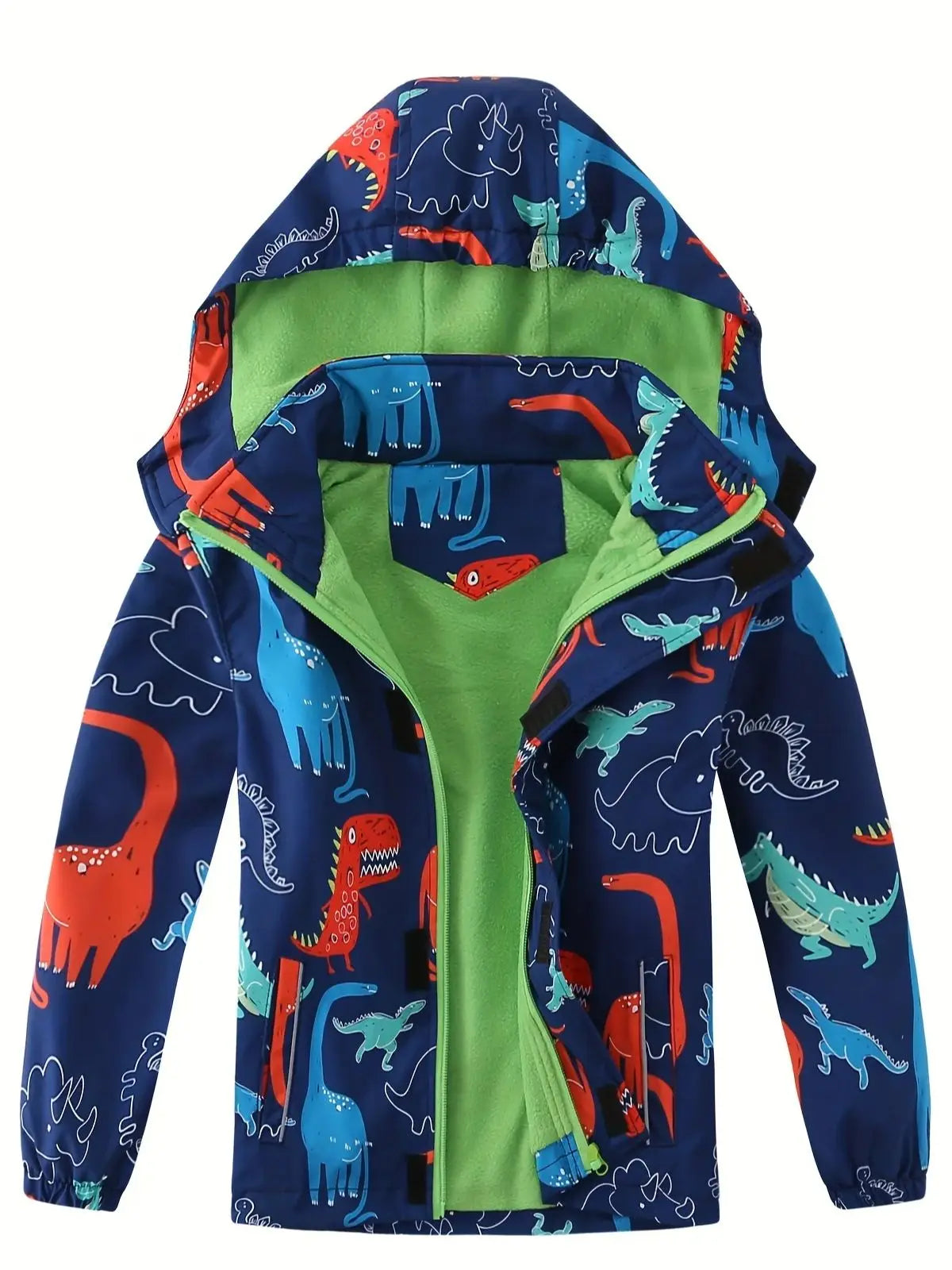 Children Dinosaur Jacket Hooded Windproof Warm Autumn Winter Cartoon Coat Fashion Windbreaker Kids Outerwear